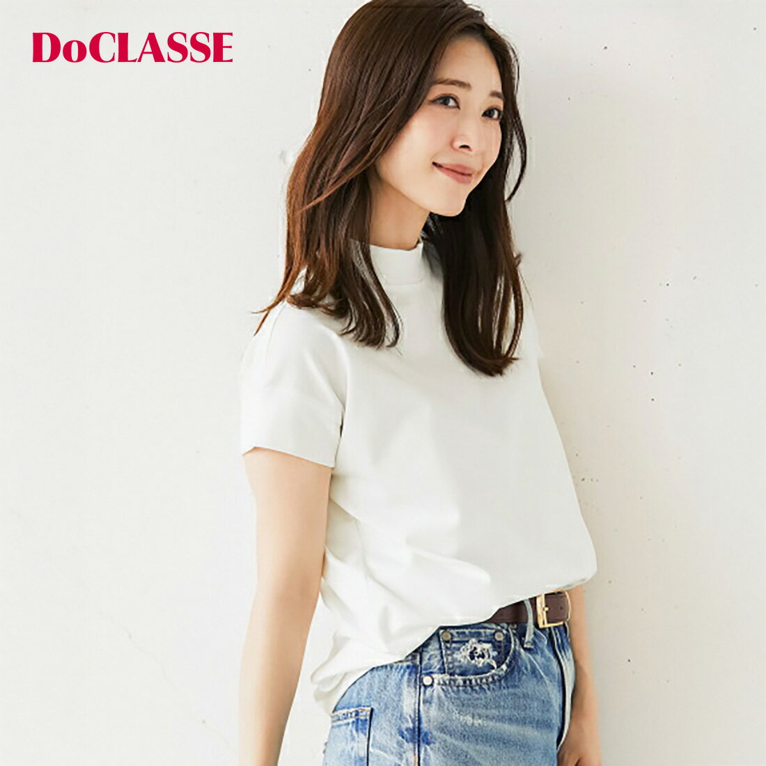 樂天商城 - 【ドゥクラッセ】 トップス Tシャツ カットソー 高密度シルコットン・リブ切替えデザインT レディース ( S〜XXL ) おしゃれ きれいめ 30代 40代 50代 大人、輝く服 【DoCLASSE】