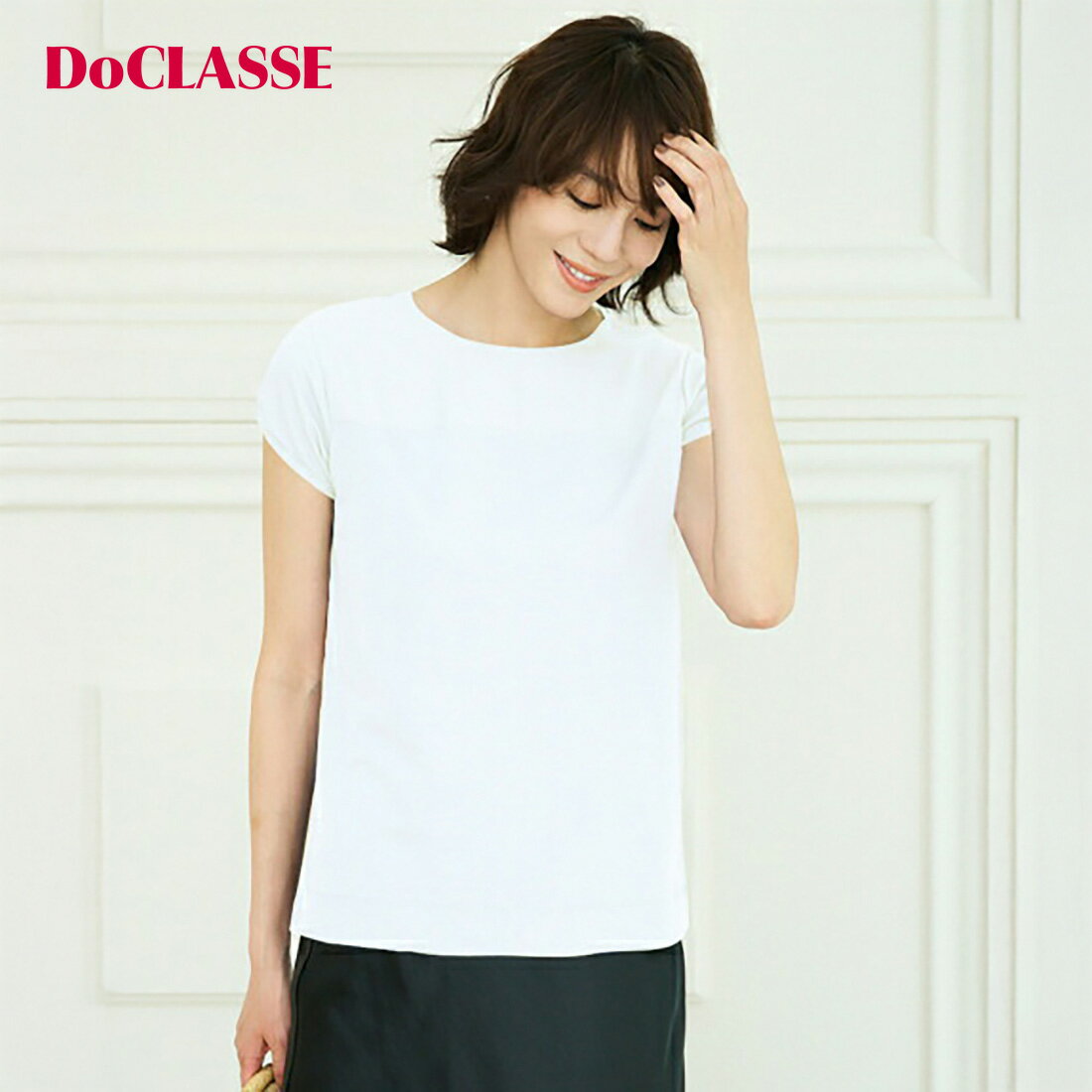 Rakuten - セール10%OFF 【ドゥクラッセ】 Tシャツ カットソー 異素材ミックス・シアーデコルテカットソー レディース ( S〜XXL ) おしゃれ きれいめ 30代 40代 50代 大人、輝く服 【DoCLASSE】
