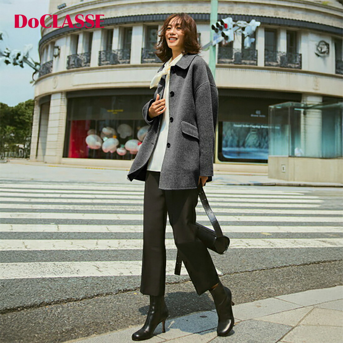 r*i様 【未使用】ドゥクラッセ ロングコート リバーシブル カシミヤ Mサイズ ドゥクラッセ DoCLASSE リバーシブル 中綿コート ステンカラー ロング