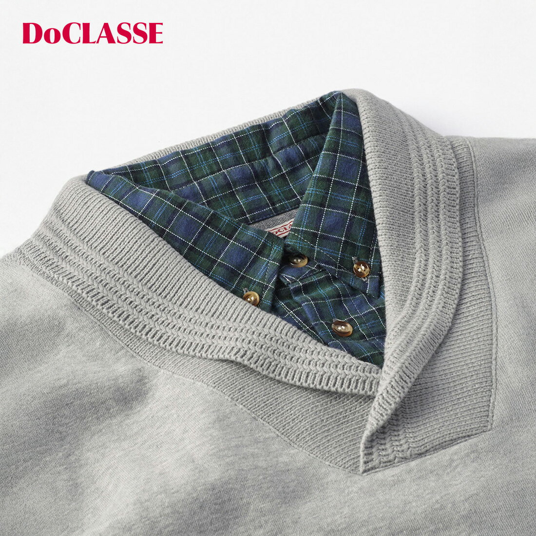 【ドゥクラッセ】 裏起毛ダブル衿プルオーバー メンズ ( S～XXL ) 30代 40代 50代 大人、輝く服 【DoCLASSE】