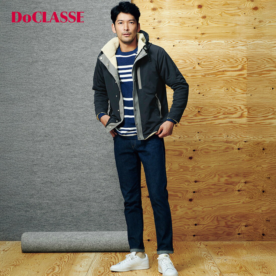 【ドゥクラッセ】 シェルパフリース リバーシブルブルゾン メンズ ( S～XXL ) 30代 40代 50代 大人、輝く服 【DoCLASSE】