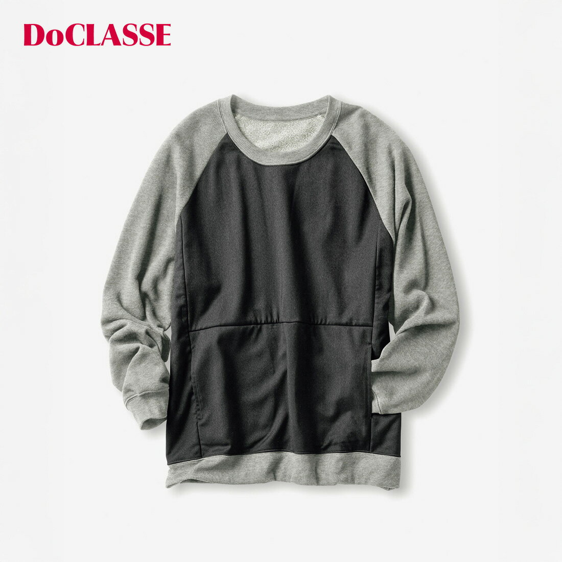 【ドゥクラッセ】 クルーネックコンビプルオーバー メンズ ( S～XXL ) 30代 40代 50代 大人、輝く服 【DoCLASSE】