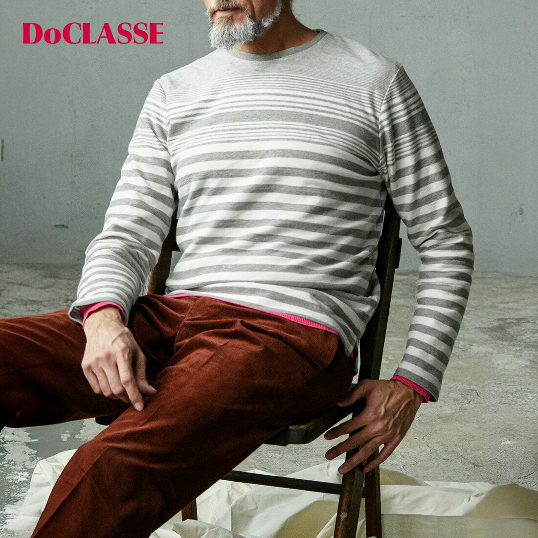 【ドゥクラッセ】 Tシャツ カットソー マルチボーダーカットソー メンズ ( S～XXL ) おしゃれ きれいめ 30代 40代 50代 大人、輝く服 【DoCLASSE】