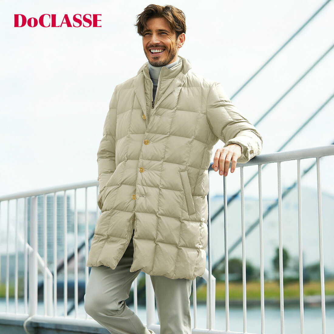 【ドゥクラッセ】 マジカルライトダウン ・ チェスターロングコート メンズ ( S〜XXXL ) 30代 40代 50代 大人、輝く服 【DoCLASSE】