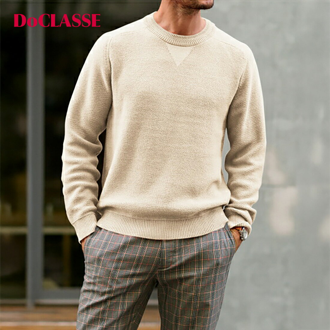 【ドゥクラッセ】 コンフォートクルーネックセーター メンズ ( S～XXL ) 30代 40代 50代 大人、輝く服 【DoCLASSE】