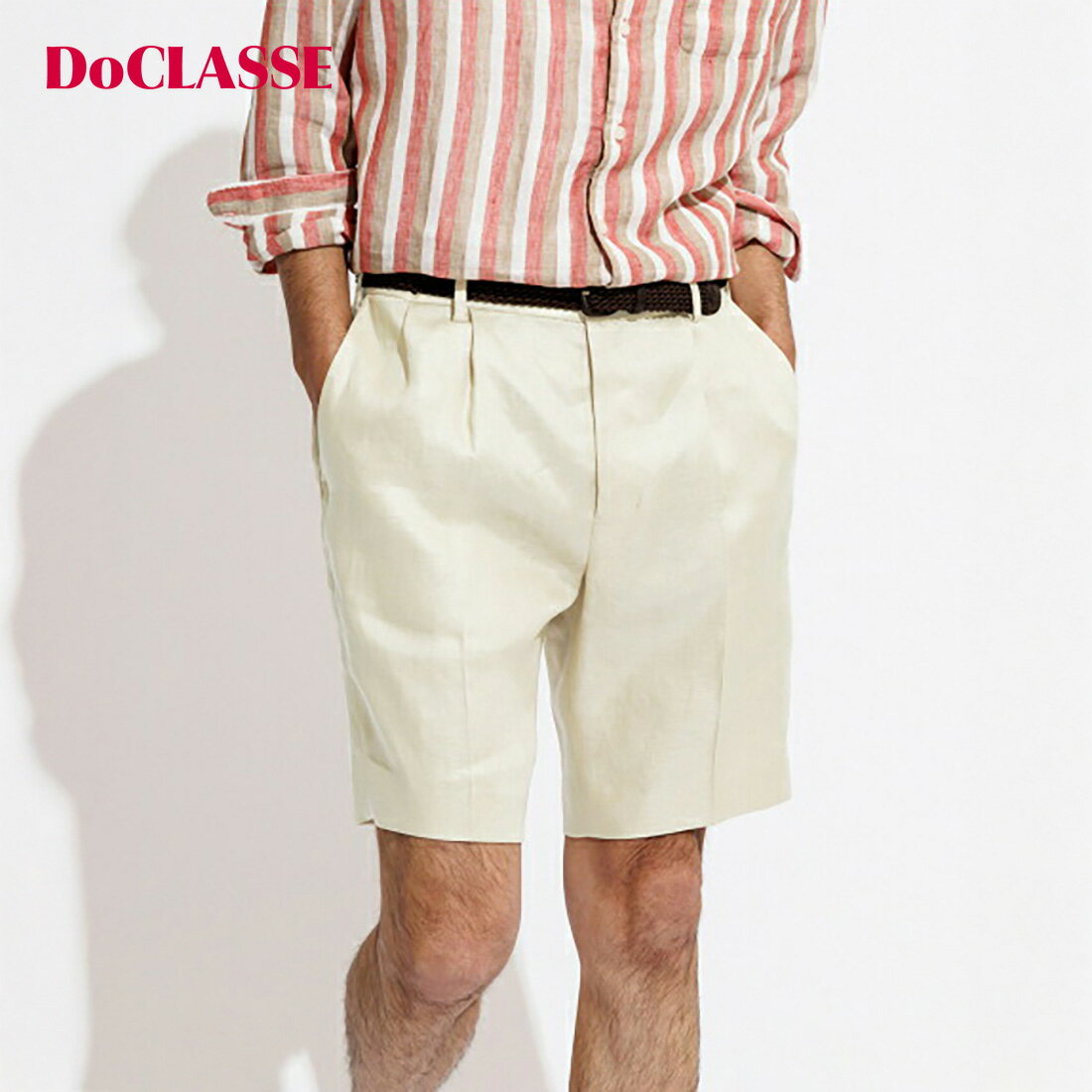 セール26%OFF ×【マラソンポイント5倍】【ドゥクラッセ】 リネンショートパンツ メンズ ( M～XL ) 30代 40代 50代 大人、輝く服 【DoCLASSE】