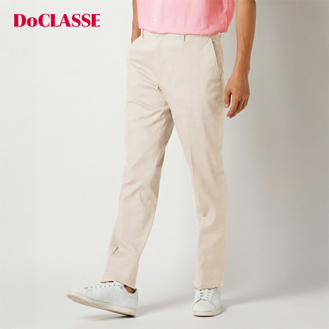 【マラソンポイント5倍】【ドゥクラッセ】 コットンリネンストレッチパンツ・ノータック メンズ ( S～XXL ) 30代 40代 50代 大人、輝く服 【DoCLASSE】