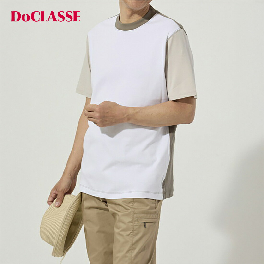 【ドゥクラッセ】 カラーブロッキング半袖・ドゥクラッセT メンズ ( S～XXL ) 30代 40代 50代 大人、輝く服 【DoCLASSE】