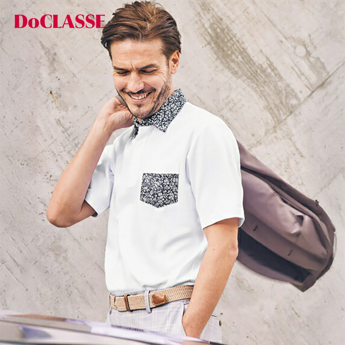 【ドゥクラッセ】 シャツ襟鹿の子ポロ 半袖 メンズ ( S～XXL ) 30代 40代 50代 大人、輝く服 【DoCLASSE】