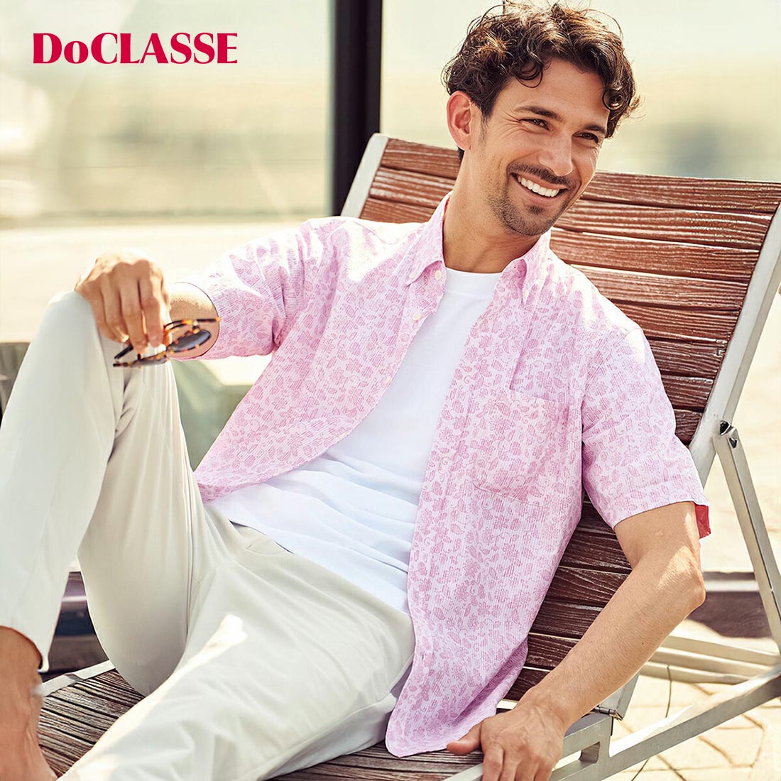 【ドゥクラッセ】 ライトコットンシアサッカーシャツ半袖 メンズ ( S～XXL ) 30代 40代 50代 大人、輝く服 【DoCLASSE】