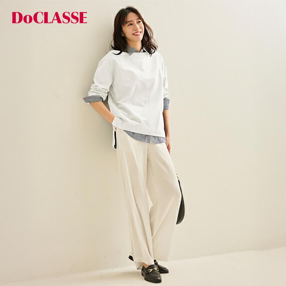 樂天商城 - 【ドゥクラッセ】 トップス 高密度シルコットン・ボートネックT／長め丈 レディース ( S〜XXL ) 30代 40代 50代 大人、輝く服 【DoCLASSE】