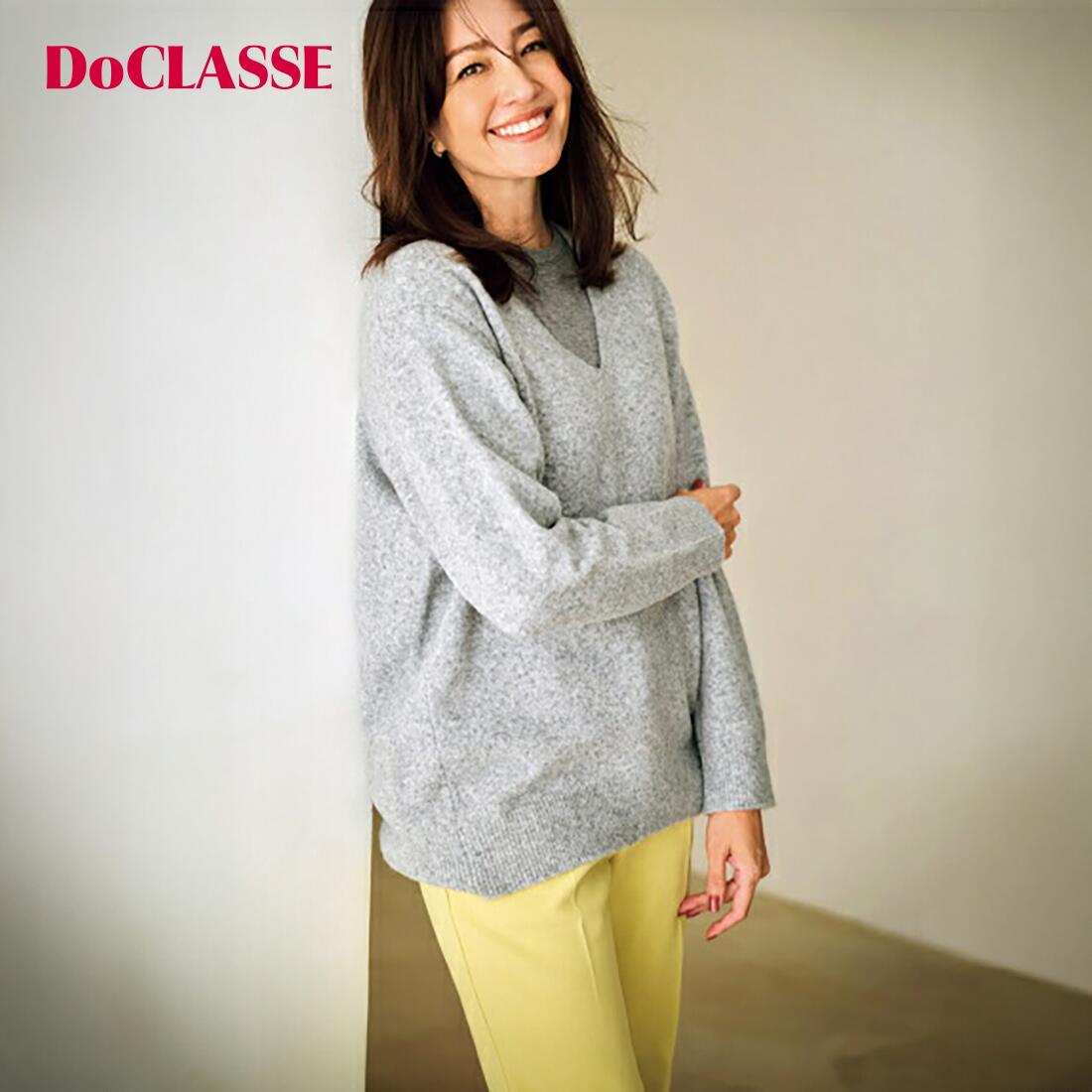 樂天商城 - セール27%OFF 【ドゥクラッセ】 トップス ウール混タム・Vネックロングニット レディース ( S/M〜XXL ) 30代 40代 50代 大人、輝く服 【DoCLASSE】