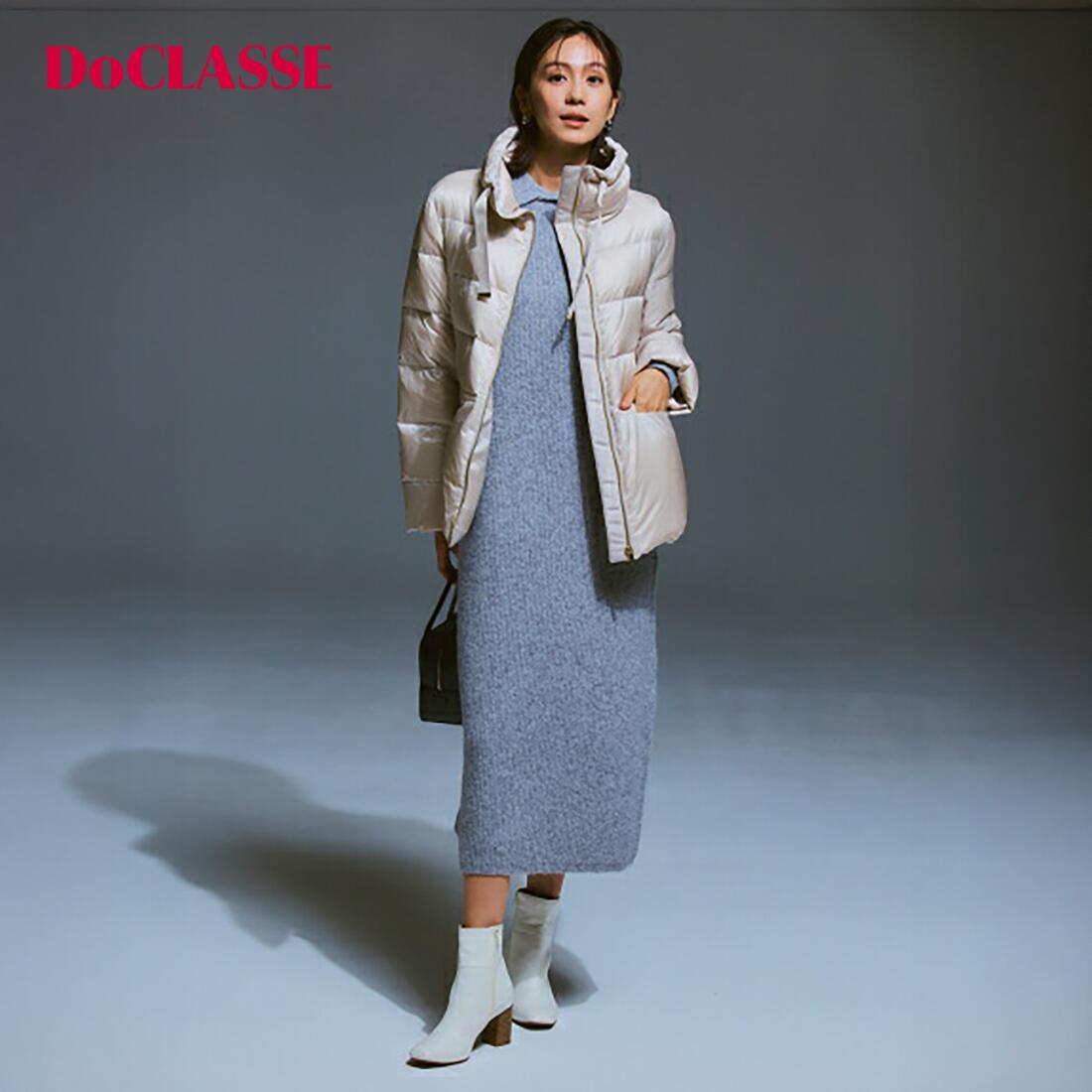 樂天商城 - セール27%OFF 【ドゥクラッセ】 ワンピース ウール混タム・ワイドカラーワンピース レディース ( S〜XXL ) 30代 40代 50代 大人、輝く服 【DoCLASSE】