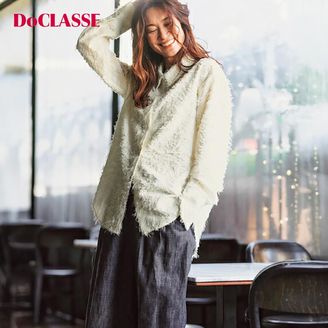 Rakuten - セール10%OFF 【ドゥクラッセ】 カットジャカード・ドレスシャツ レディース ( 7〜15 ) 30代 40代 50代 大人、輝く服 【DoCLASSE】