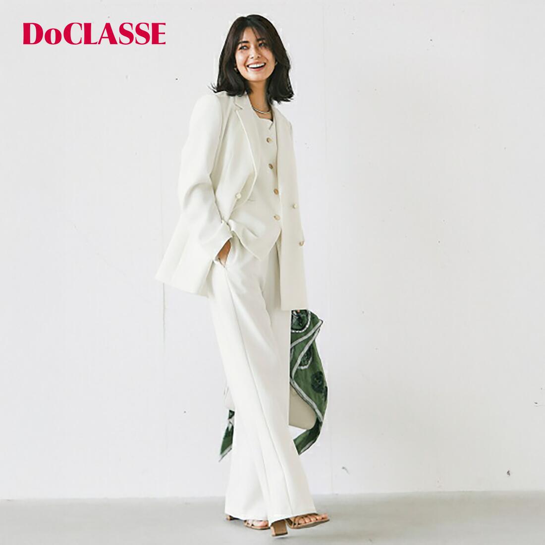 【マラソンポイント5倍】【ドゥクラッセ】 スポンジWクロス・ダブルブレストジャケット レディース ( 7～15 ) 30代 40代 50代 大人、輝く服 【DoCLASSE】