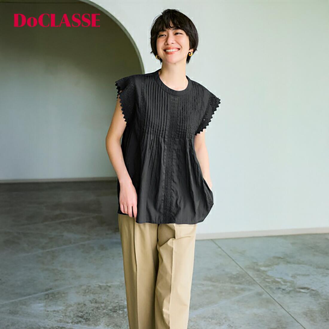 樂天商城 - セール23%OFF 【ドゥクラッセ】 トップス コットン混ボイル・ピンタックレースブラウス レディース ( 7〜15 ) 30代 40代 50代 大人、輝く服 【DoCLASSE】