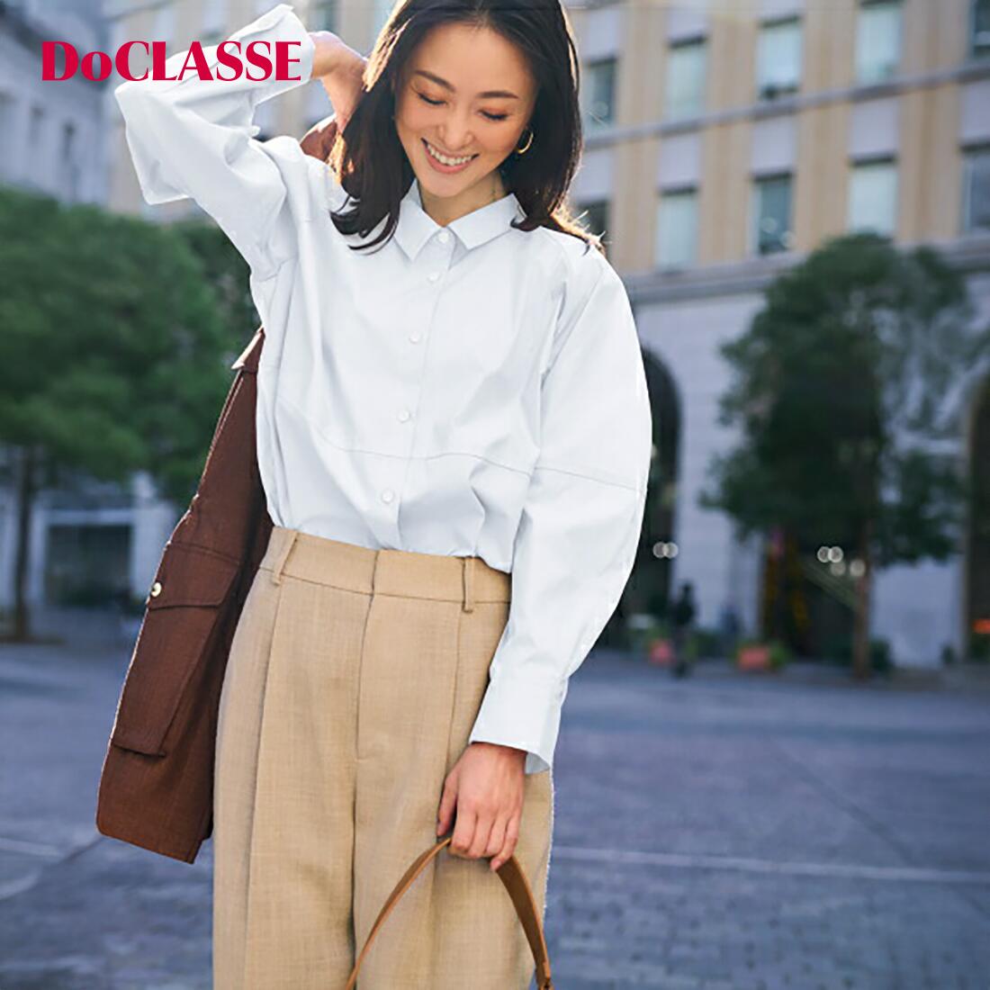 Rakuten - セール10%OFF 【ドゥクラッセ】 UVイージーケア・構築フォルムシャツ レディース ( 7〜15 ) 30代 40代 50代 大人、輝く服 【DoCLASSE】