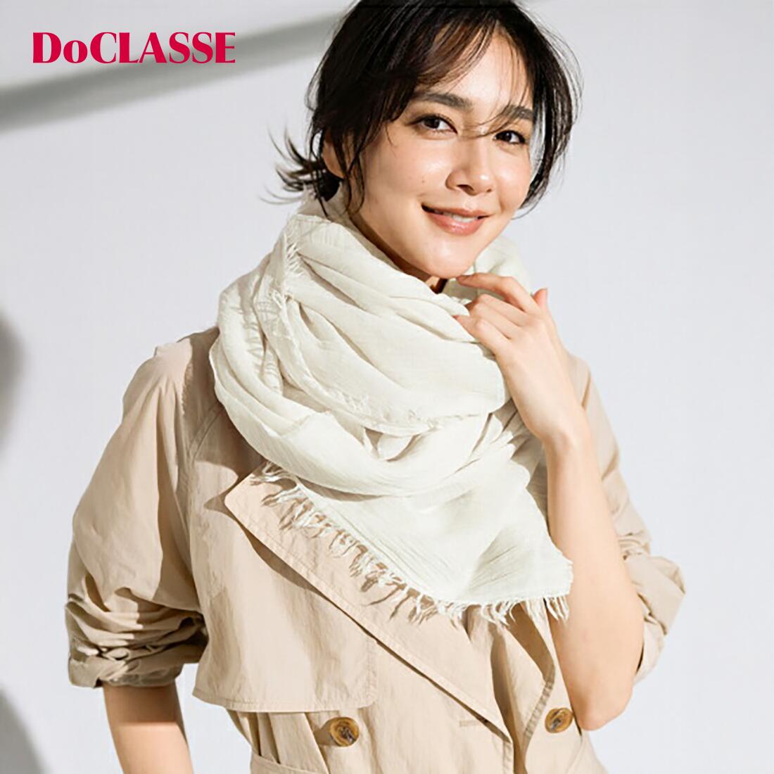Rakuten - セール26%OFF 【ドゥクラッセ】 エアリーフリンジ・ビッグストール レディース ( F〜F ) 30代 40代 50代 大人、輝く服 【DoCLASSE】