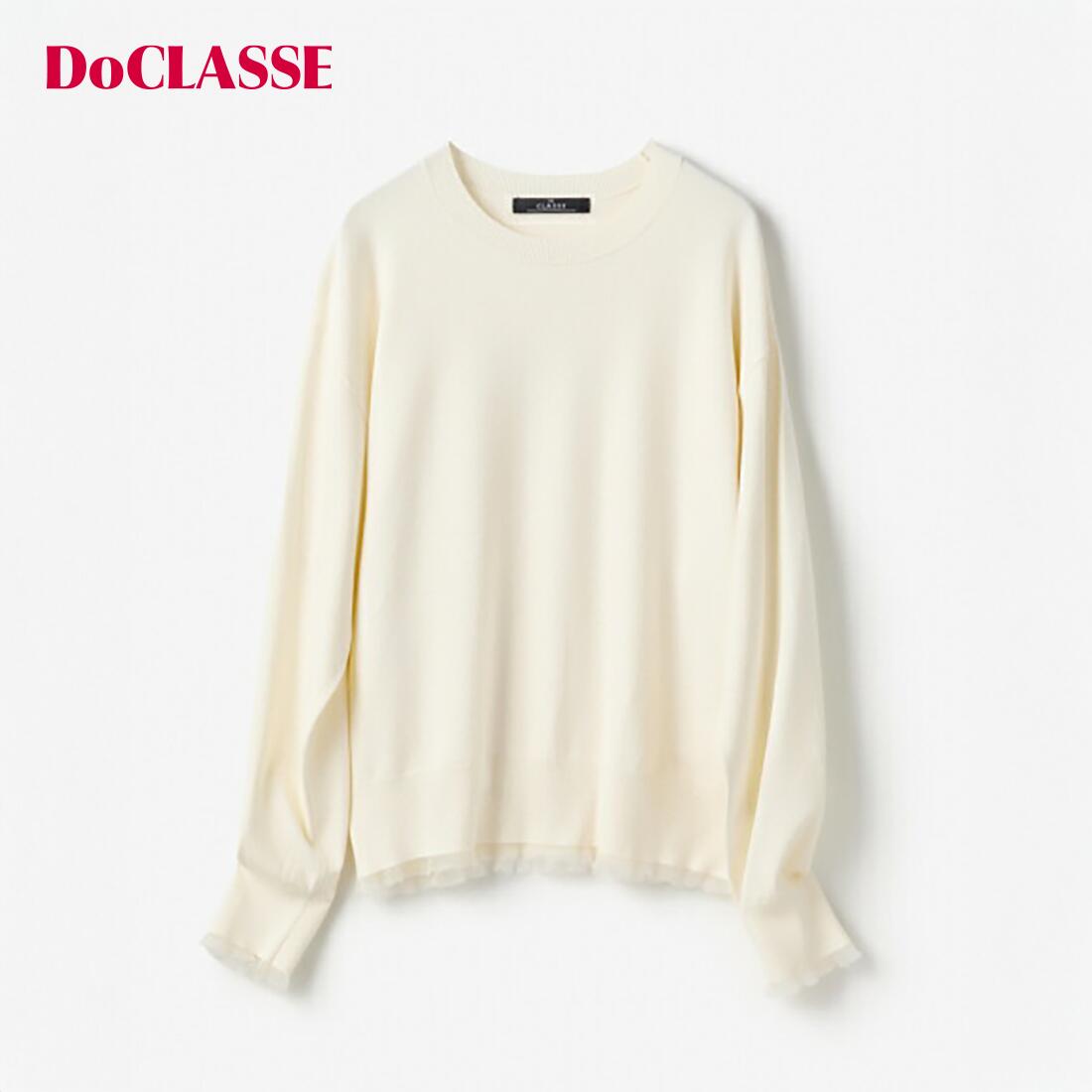 樂天商城 - 【ドゥクラッセ】 トップス シアーフリル・クルーネックニット レディース ( S〜XL ) 30代 40代 50代 大人、輝く服 【DoCLASSE】
