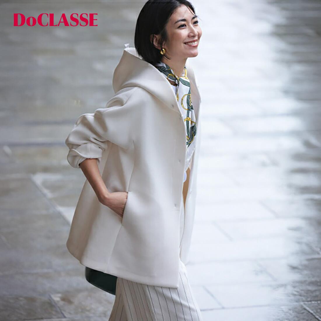 【マラソンポイント5倍】【ドゥクラッセ】 エアーフォルム・フードジャケット レディース ( S～XXL ) 30代 40代 50代 大人、輝く服 【DoCLASSE】