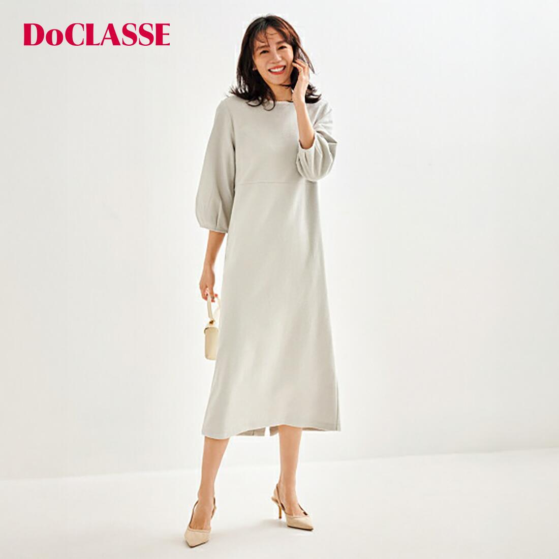 【ドゥクラッセ】 ストレッチスラブ・ビジューワンピース レディース ( S〜XXL ) 30代 40代 50代 大人、輝く服 【DoCLASSE】