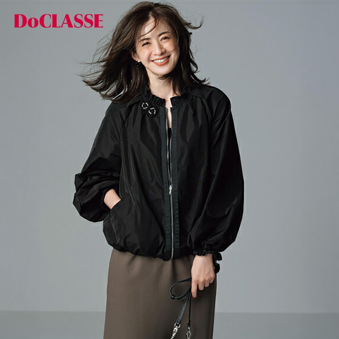 Rakuten - セール31%OFF 【ドゥクラッセ】 フリルスタンドカラー・タフタブルゾン レディース ( 7〜15 ) 30代 40代 50代 大人、輝く服 【DoCLASSE】