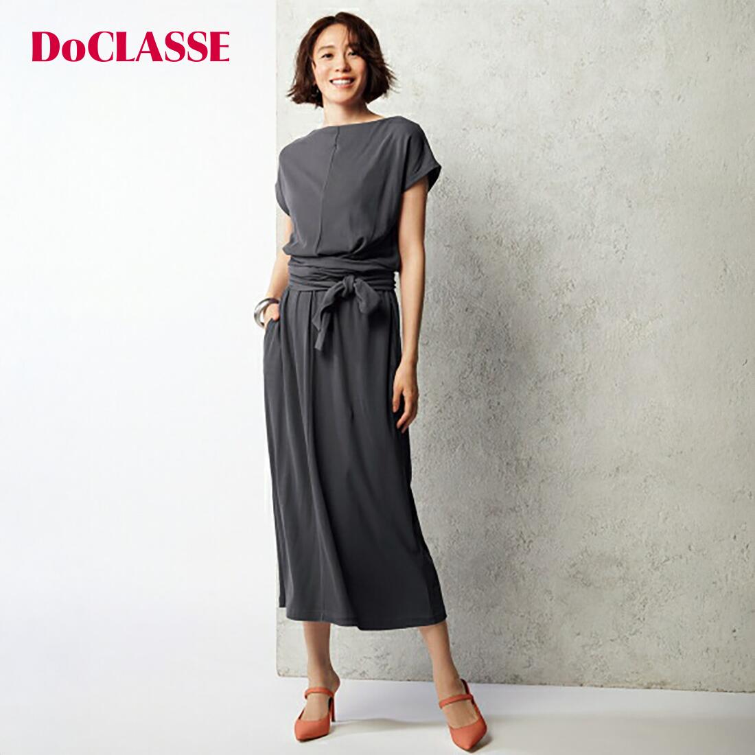 樂天商城 - 【ドゥクラッセ】 ワンピース ハイカウントコットン・サッシュベルトワンピース レディース ( S〜XL ) 30代 40代 50代 大人、輝く服 【DoCLASSE】