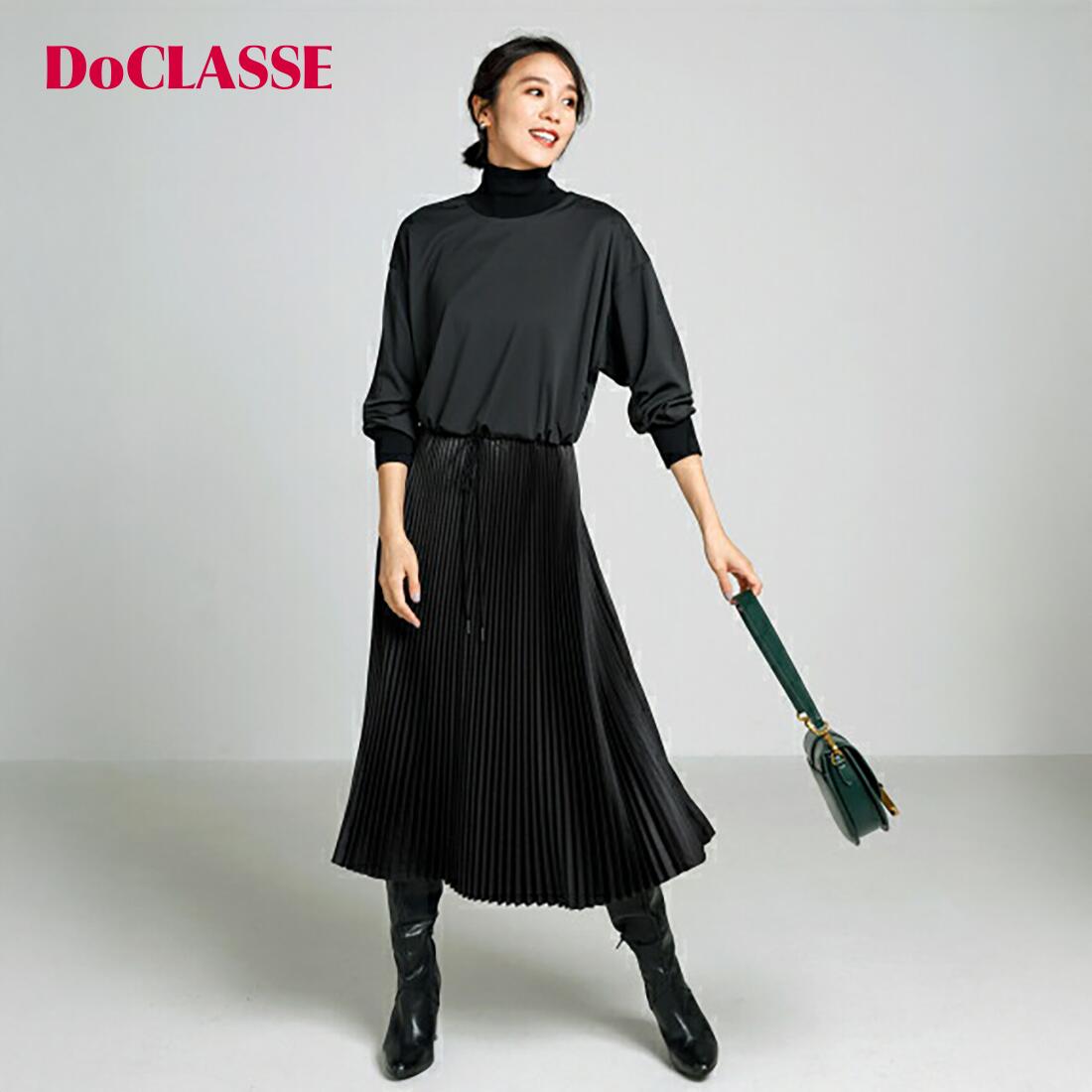 Rakuten - セール41%OFF 【ドゥクラッセ】 ハイネック・艶プリーツワンピース レディース ( 7〜15 ) 30代 40代 50代 大人、輝く服 【DoCLASSE】