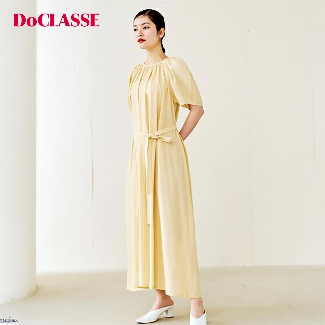 Rakuten - セール41%OFF 【ドゥクラッセ】 塩縮コットン・ギャザーワンピース レディース ( M〜L ) 30代 40代 50代 大人、輝く服 【DoCLASSE】
