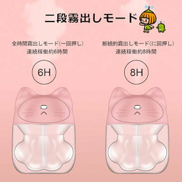 加湿器 卓上 usb 超音波 USB加湿器 ホワイト おしゃれ 大容量 オフィス 小型 USB 猫グッズ 猫好き ミニ加湿器 連続加湿 空焚き防止 超音波加湿器 ウイルス対策 乾燥防止 コンパクト LEDライト ファン機能付 推し色 推し活 ギフト プレゼント