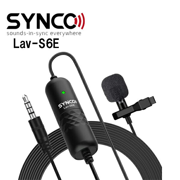 SYNCO-ピンマイク-全指向性コンデンサー-録音マイクスマホ/DSLRカメラに対応スマホマイク6Mケーブルノイズ低減高音質La