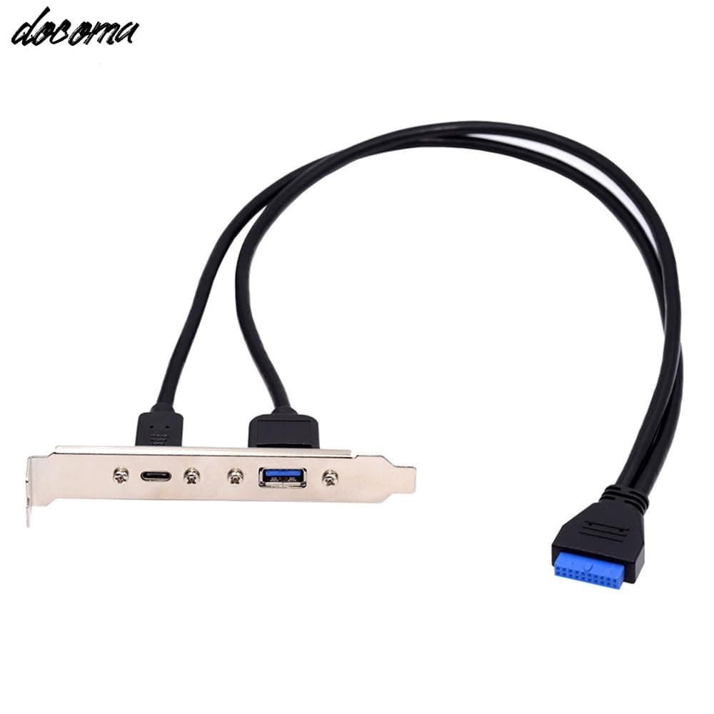 【送料無料】デュアルポート USB 3.0 & USB-C Type-C メス - 19/20 ピンヘッダー高速 5Gbps データ PCI-E バックパネルケーブル コンピュータマザーボード用 50cm