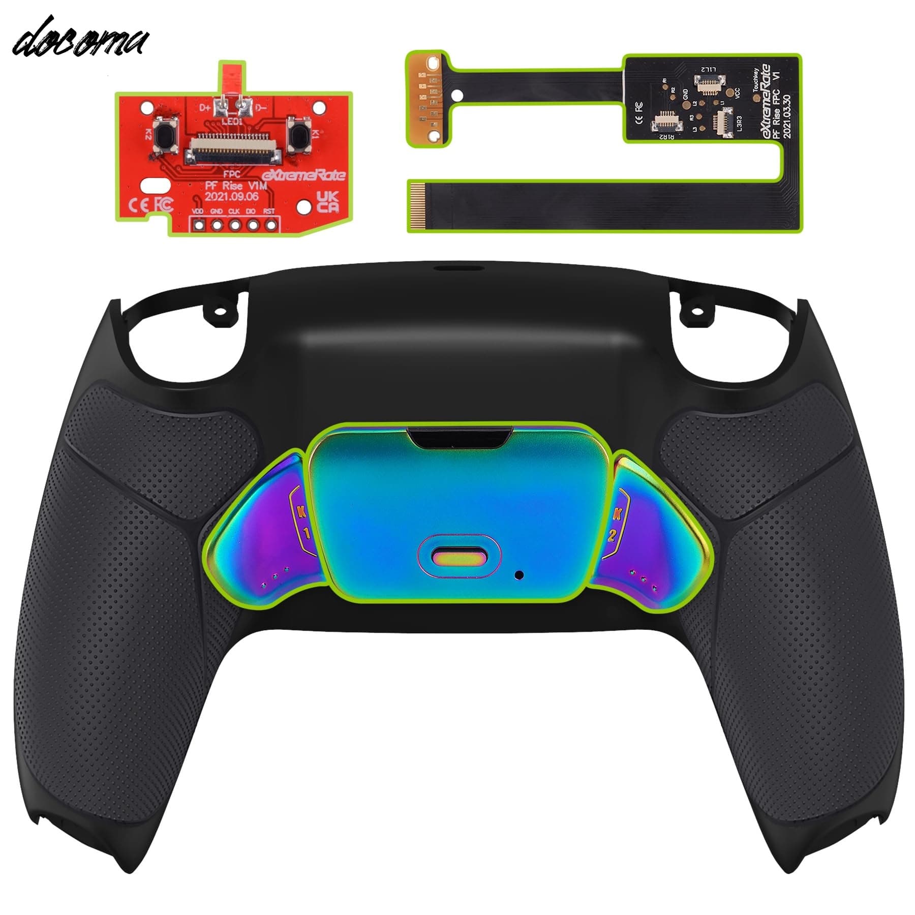 【送料無料】ps5コントローラーBDM-010&BDM-020に対応用プログラムできる背面パドル金属バージョンライズリマップキット、ps5コントローラーに対応用アップグレードボードと黒いラバー付き再設計されたバックケース＆カメロン背面ボタンアタッチメント‐ps