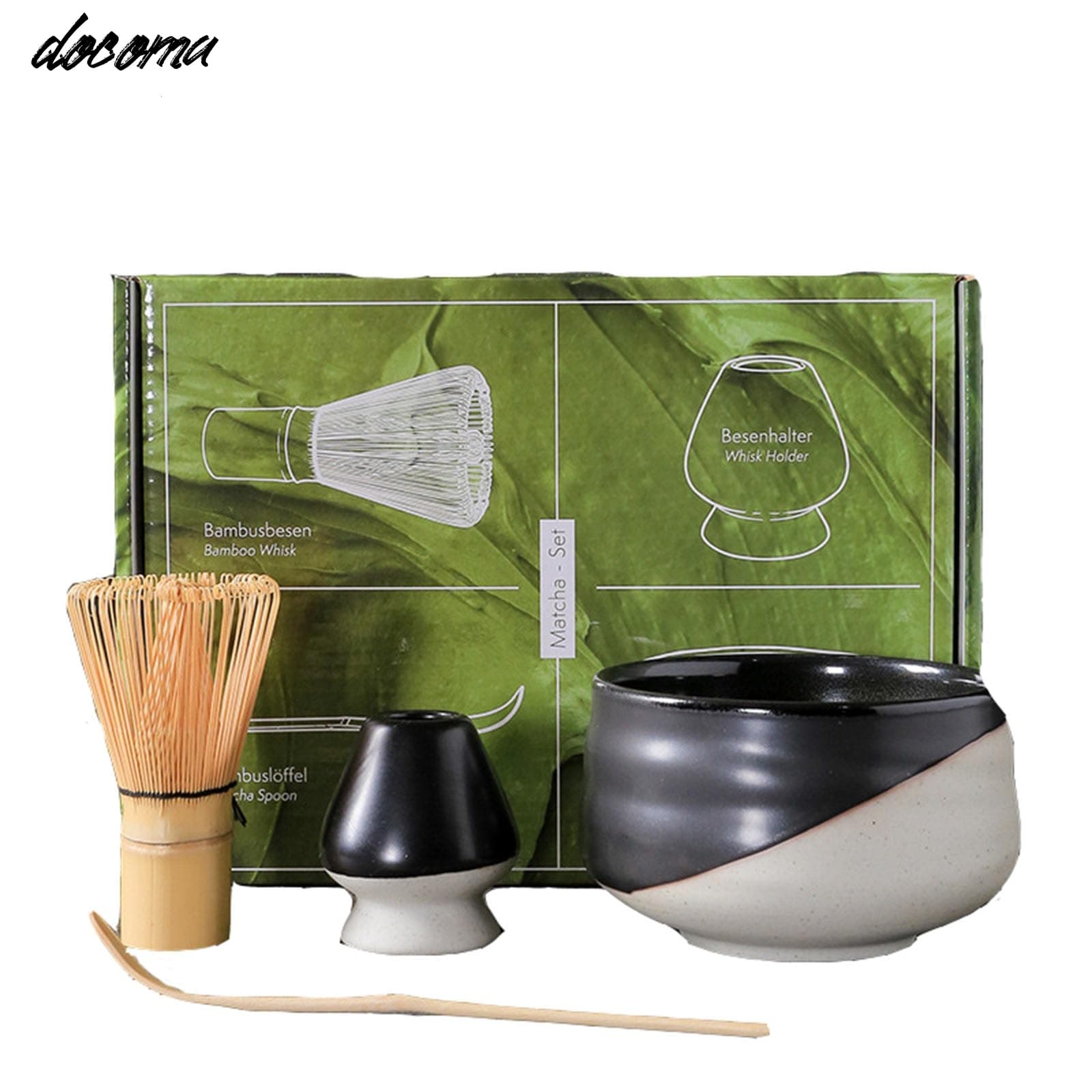 Rakuten - 【送料無料】茶道具 抹茶茶道 茶碗 百本立茶筅 茶筅立て 茶杓 茶道具セット 竹製 抹茶 粉末 泡立て器 茶道 伝統的工芸品 茶道 アクセサリー（半分黒）