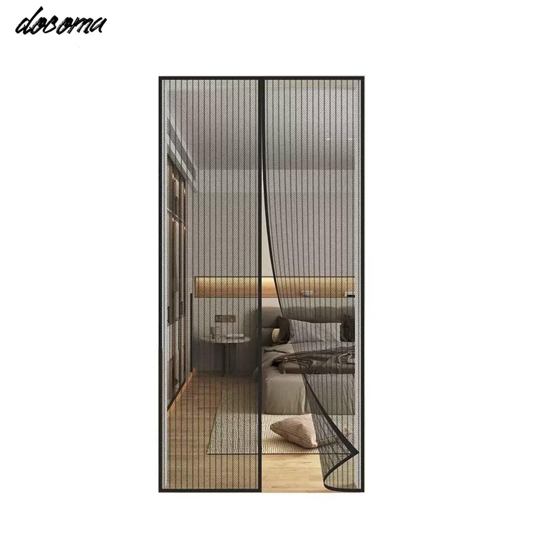 【送料無料】網戸 マグネット式 玄関網戸 網戸カーテン 85x205cm 自動開閉 簡単取り付け 通気性がよい キッチン/リビングルーム/玄関適応 マジックテープ付き（ブラック）