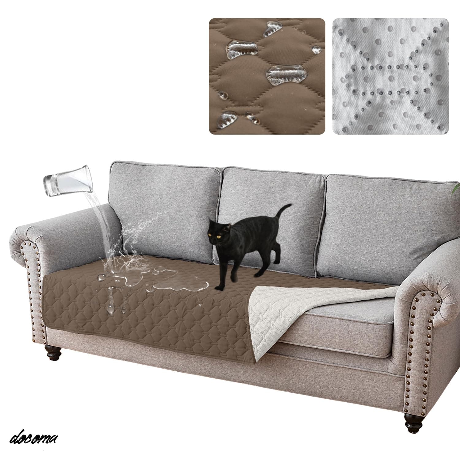 Rakuten - 【送料無料】ソファパッド ソファーシーツ ペット 防水 マルチカバー 滑り止め加工 犬猫対策 洗える 傷防止 爪とぎ防止 抗菌防臭 吸汗速乾 取り付け簡単 柔らかい 尿失禁 ベビー 高齢者 介護用 大判 汚れ防止(ブラウン 77*178CM)