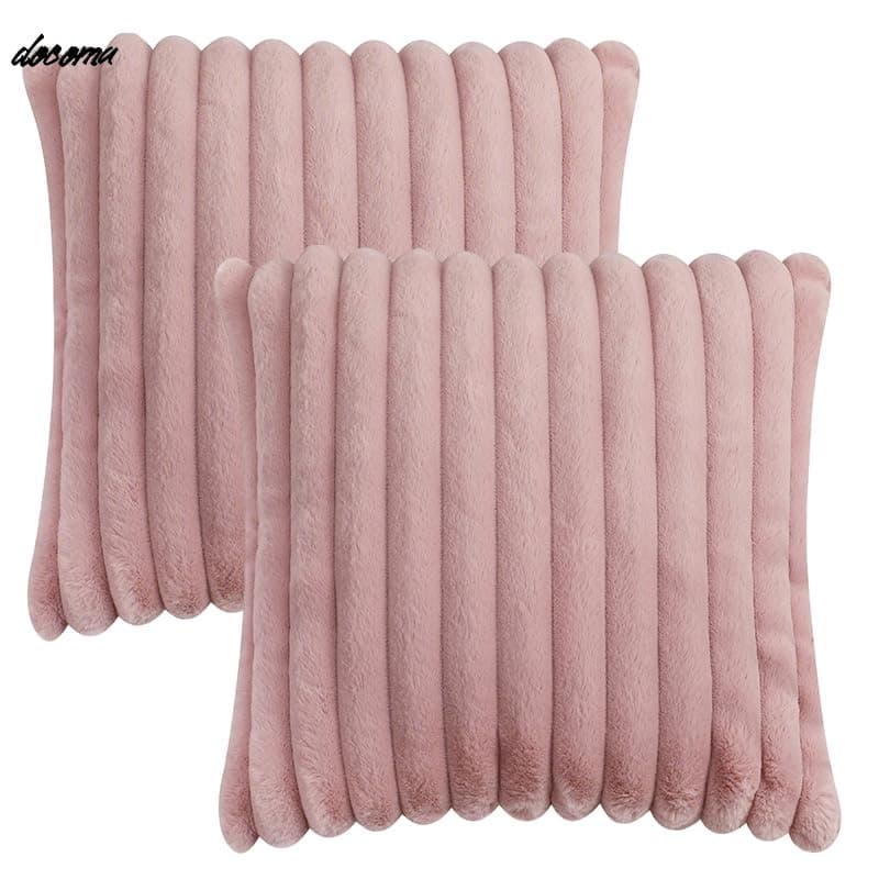 樂天商城 - 【送料無料】55x55cm フェイクファー 北欧 2枚セット おしゃれ 可愛い 暖かい ふわふわ ファスナー モダン 家庭装飾 インテリア ベッドルーム (ピンク 55x55)
