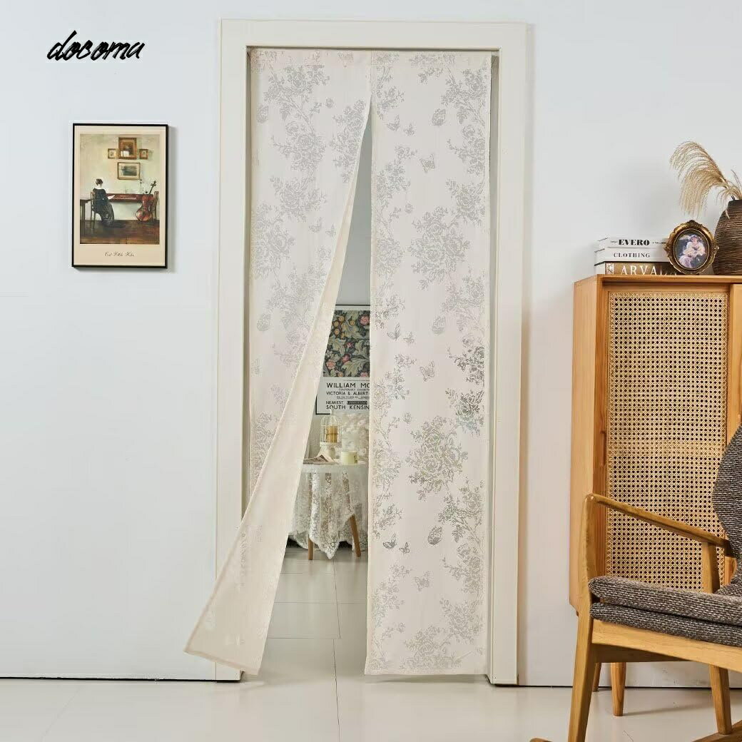 Rakuten - 【送料無料】ロング ミラーレース 暖簾 丈200cm 幅100cm 花柄 目隠し UVカット 断熱保温 省エネ 遮像 間仕切り おしゃれ 日焼け防止 風を通す 階段 廊下 ベランダ リビングルーム 洗濯可能（ベージュ）