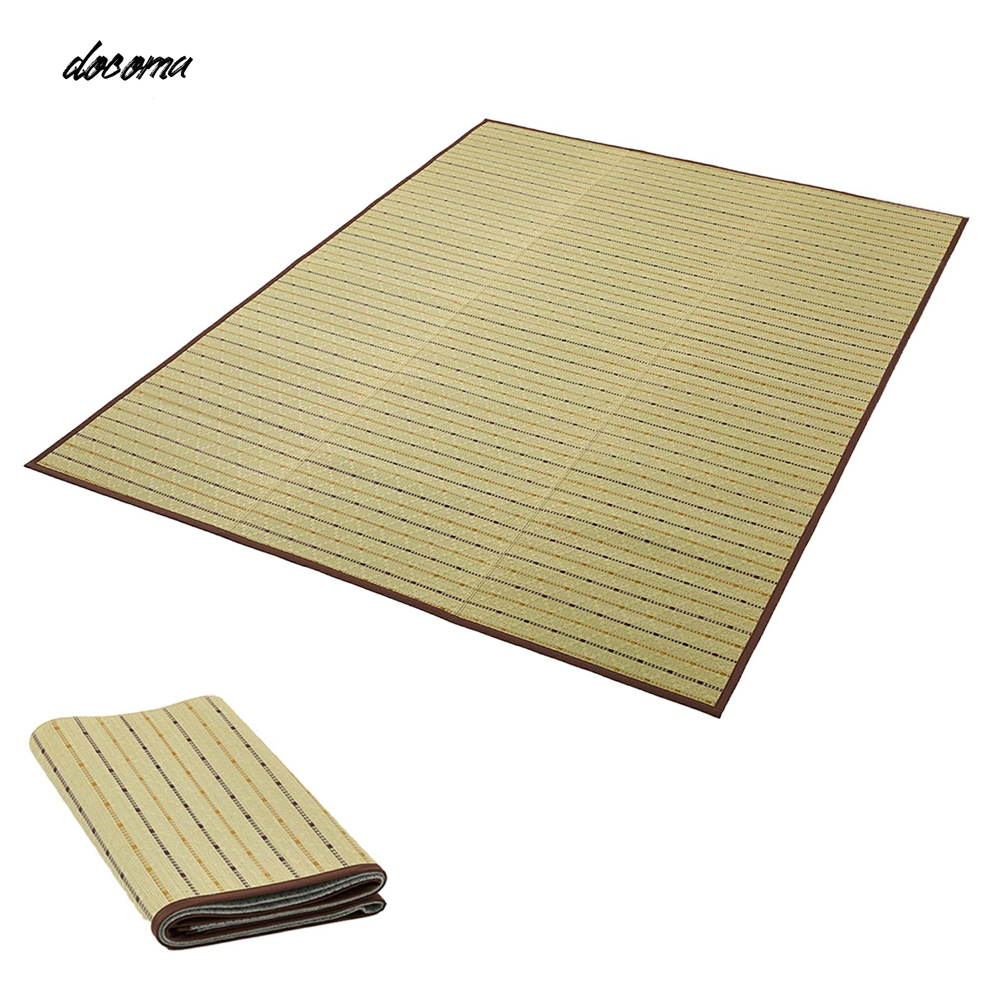 乐天商城 - 【送料無料】ラグ ござ カーペット 180x240cm 滑り止め付き 裏張り 和風 モダン おしゃれ 和室 室内 フローリング 紋織り ブラウン 爽やか 消臭 抗カビ