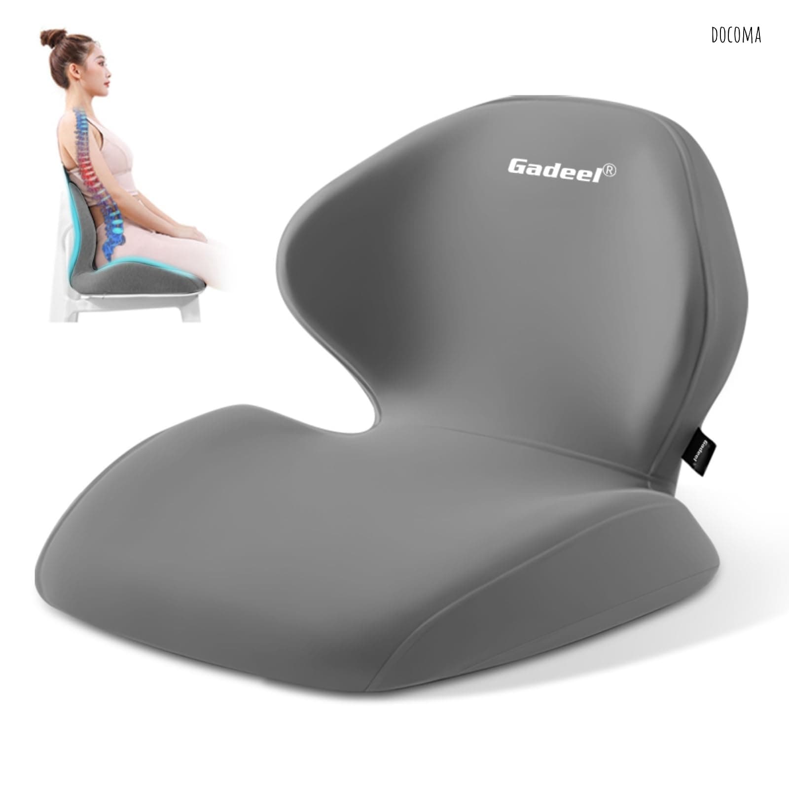 Rakuten - 【送料無料】腰痛 クッション 椅子クッション お尻が痛くならない 座布団 フロアクッション ランバーサポート チェアパッド 低反発 人間工学 骨盤サポート 姿勢矯正 腰痛対策 運転 背もたれ 蒸れない通気性 カバー洗える 使用場所 オフィス/車中/自宅/プレ