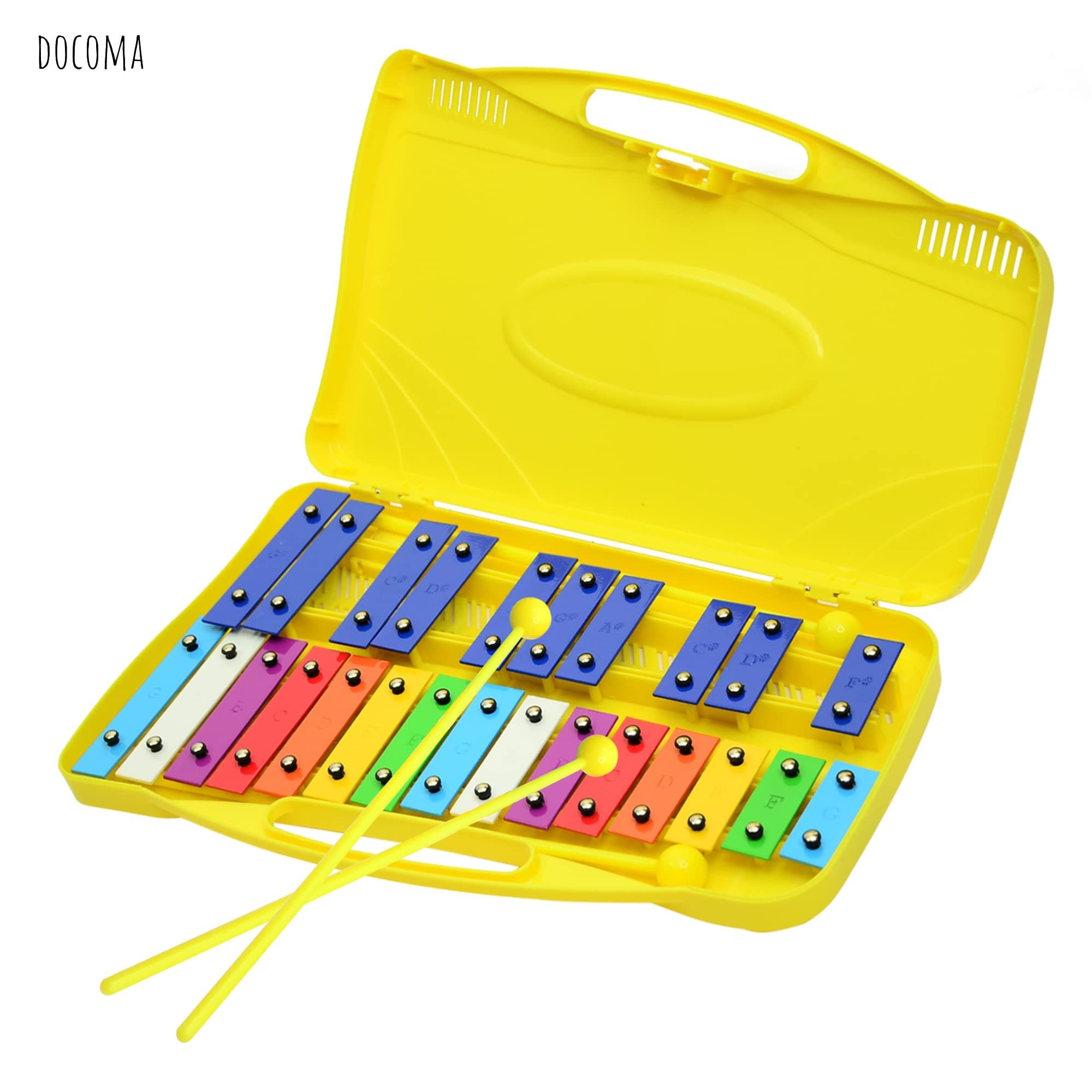 Rakuten - 【送料無料】鉄琴 カラフル 25音 オルフ楽器 卓上鉄琴 パーカッション 音楽ギフト 音楽教育ツールミュージカル教材 2マレット付き (イエロー)