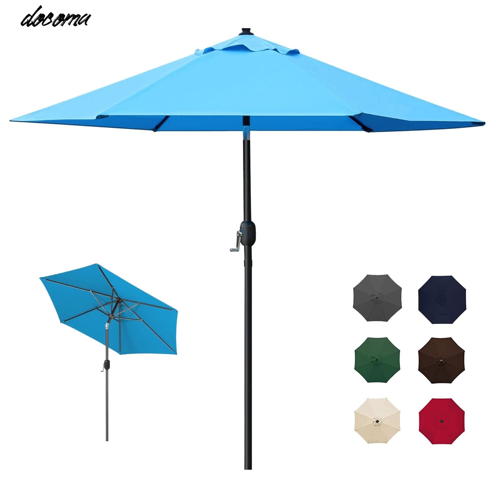 其它 - 【送料無料】STORY ガーデンパラソル 210cm/230cm/270cm/300cm 大型 風に強い パラソル ハンドル開閉 角度調整可能 撥水加工 折りたたみ 軽量 テラス 庭 (230cm ブルー)