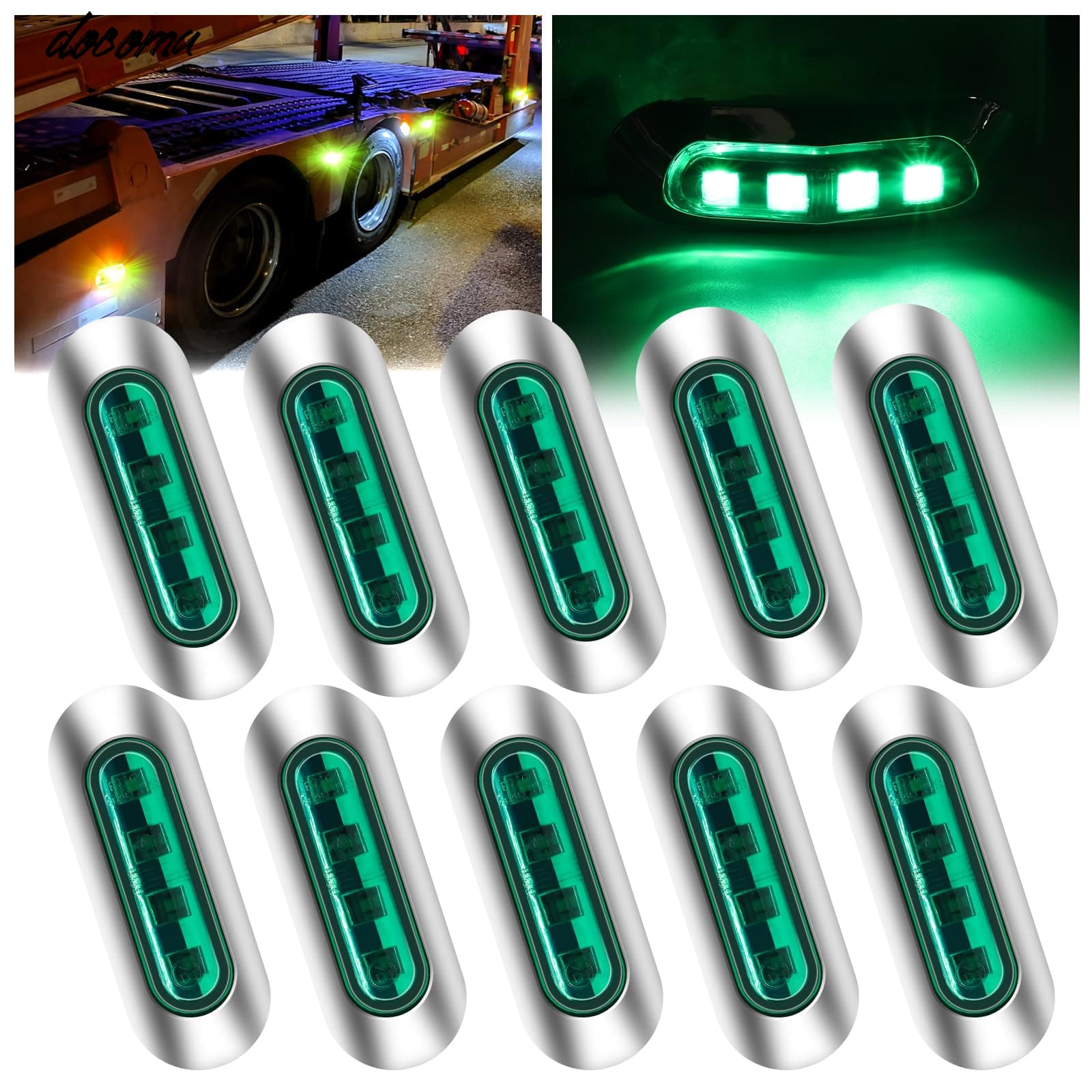 乐天商城 - 【送料無料】led サイドマーカー 車幅灯 路肩灯 リアサイドライト 信号灯 トラック用品 4連LED 小型 汎用 クロームメッキ 高輝度 防水 12V 24V トラック サイドマーカーランプ ライト 10個セット