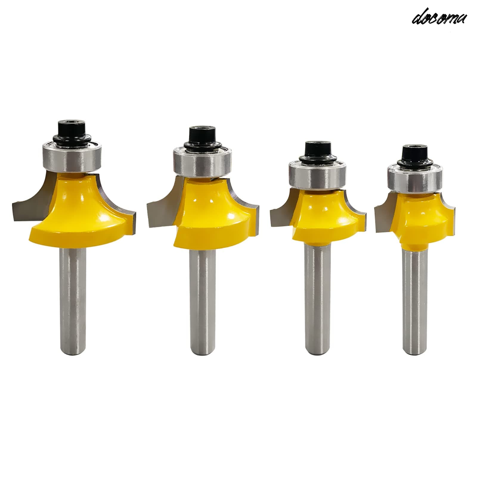 乐天商城 - 【送料無料】ギンナン面ビット 丸面ビット 4本セット、6mmシャンク、超硬トリマー、ルータービット、コーナーラウンド、電動トリマービット、DIY木工用のベアリング付き