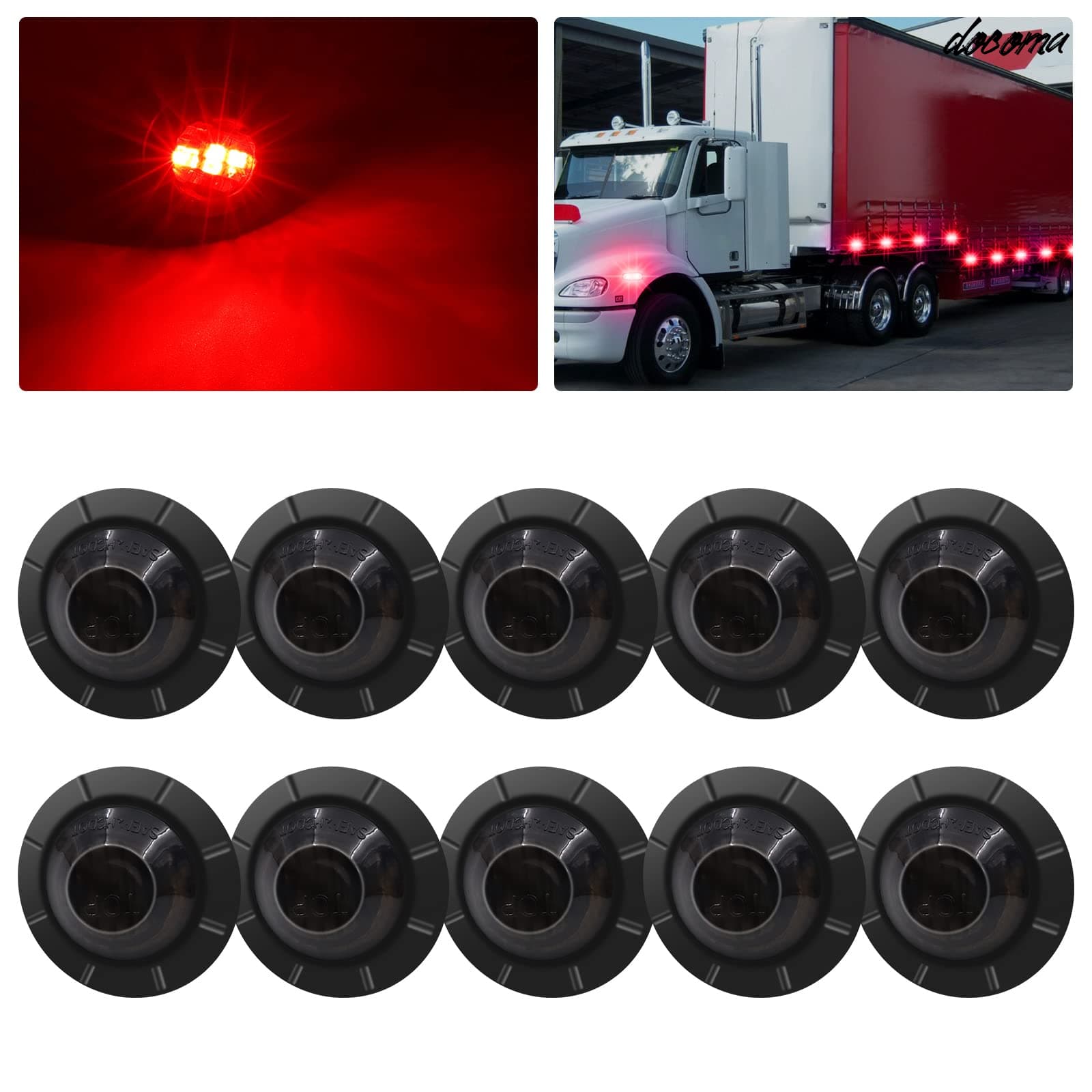 乐天商城 - 【送料無料】サイドマーカー LED 24V 赤 トラック用led 車幅灯 トレーラー スモークレンズ 3連led マーカーランプ バス マーカーランプ 10個セット （レッド）