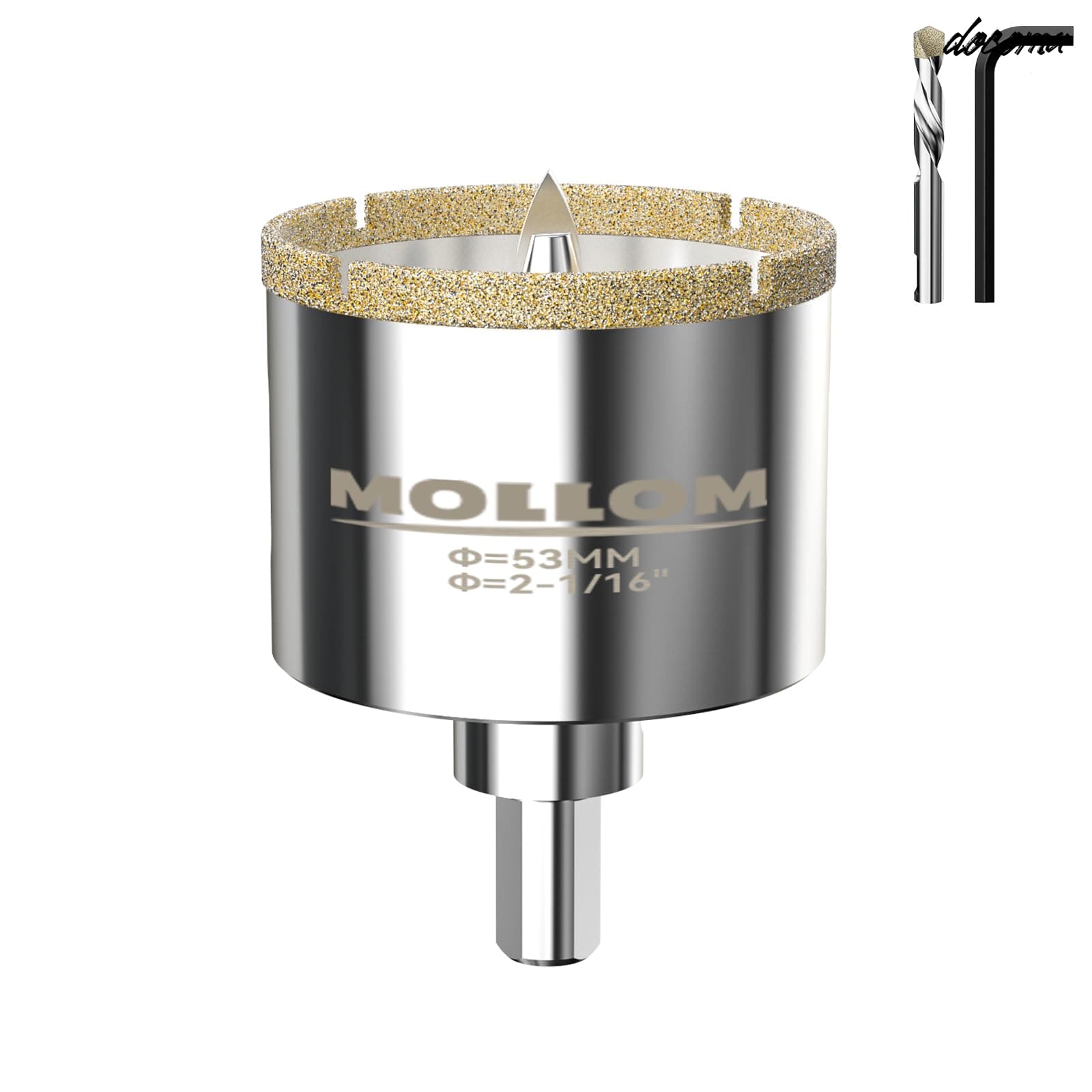 【送料無料】2-1/16” (53mm) ダイヤモンドホールソー 1個入り、取り外し可能なガイドドリルビット2本付き、磁器タイル、ガラス、セラミック、大理石、ファイバーグラスなどの滑らかな切断用