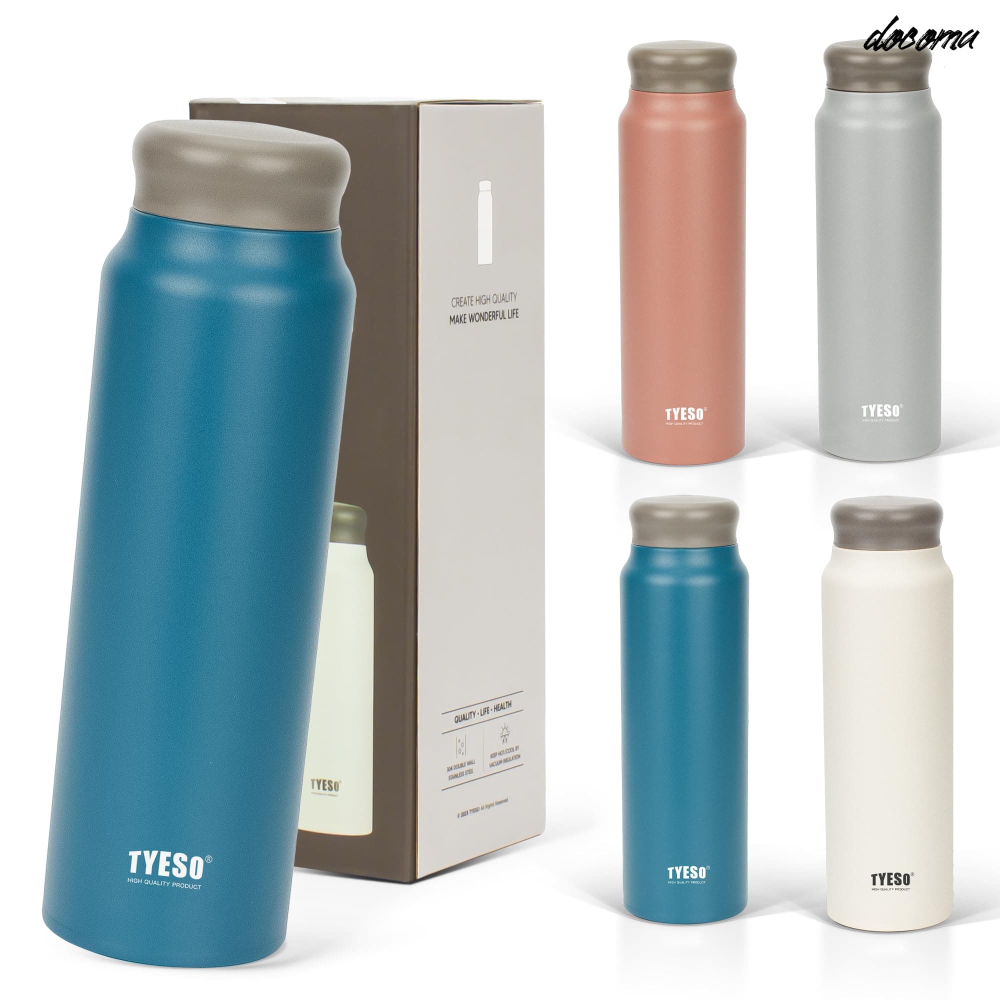 【送料無料】水筒 軽量 スリム 800ml 魔法瓶 保温保冷 真空断熱 マグボトル ステンレス 二重構造 広口 ホームオフィス 大人 子供 ダークブルー