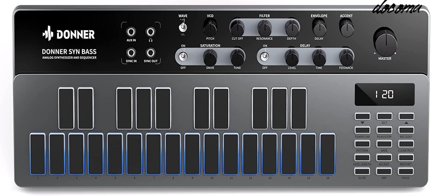 Other - 【送料無料】シンセサイザー Essential B1 アナログ ベース シーケンサー 128パターン LEDスクリーン MIDI IN/OUT端子搭載 バックライト USB式 音楽制作 日本語説明書付