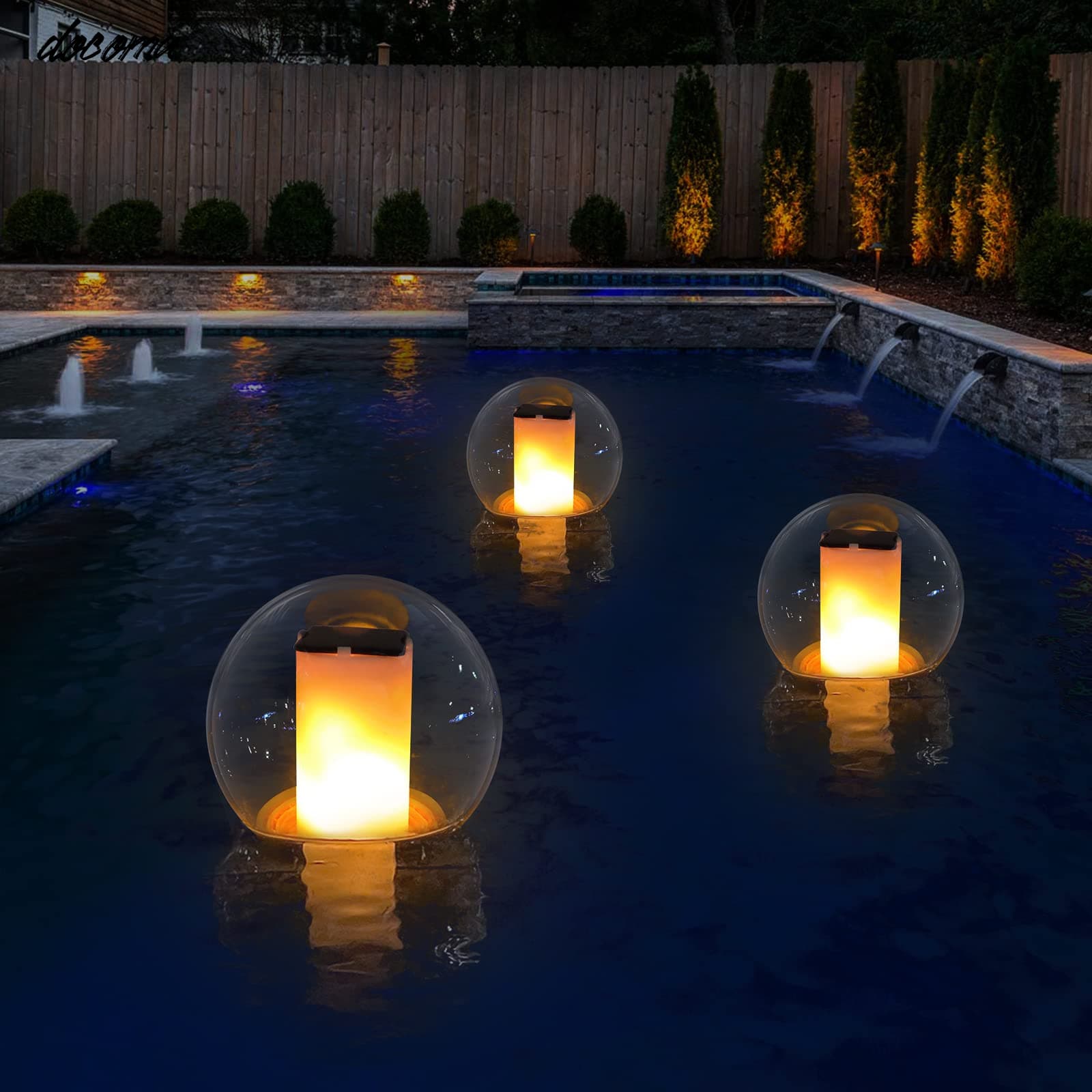 Rakuten - 【送料無料】ソーラーフローティングプールライト スイミングプール用 | 屋外防水装飾 ソーラーパワー炎LEDランプ 埋め込み式池のちらつき装飾 パーティーイベント 夜間 地上 IP68 (1個)