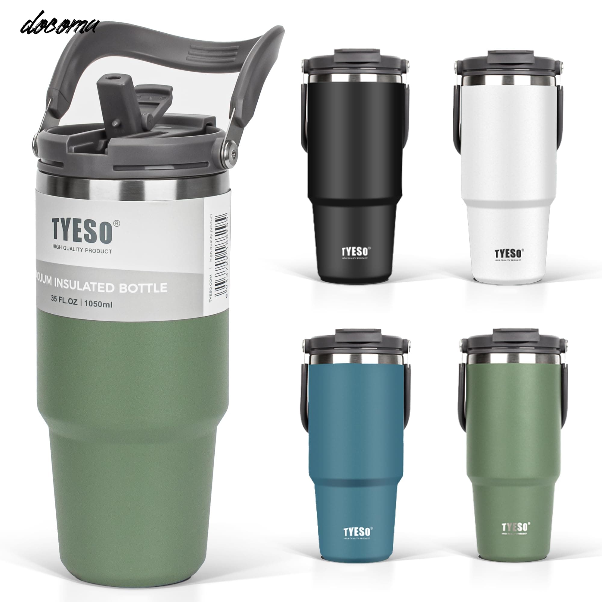 乐天商城 - 【送料無料】タンブラー ストロー付き 1050ml コーヒー 水筒 魔法瓶 保温保冷 取っ手付ケトル 真空断熱 二重構造 広口 大容量 直飲み 漏れない ホームオフィス アウトドア 女の子 男の子 グリーン